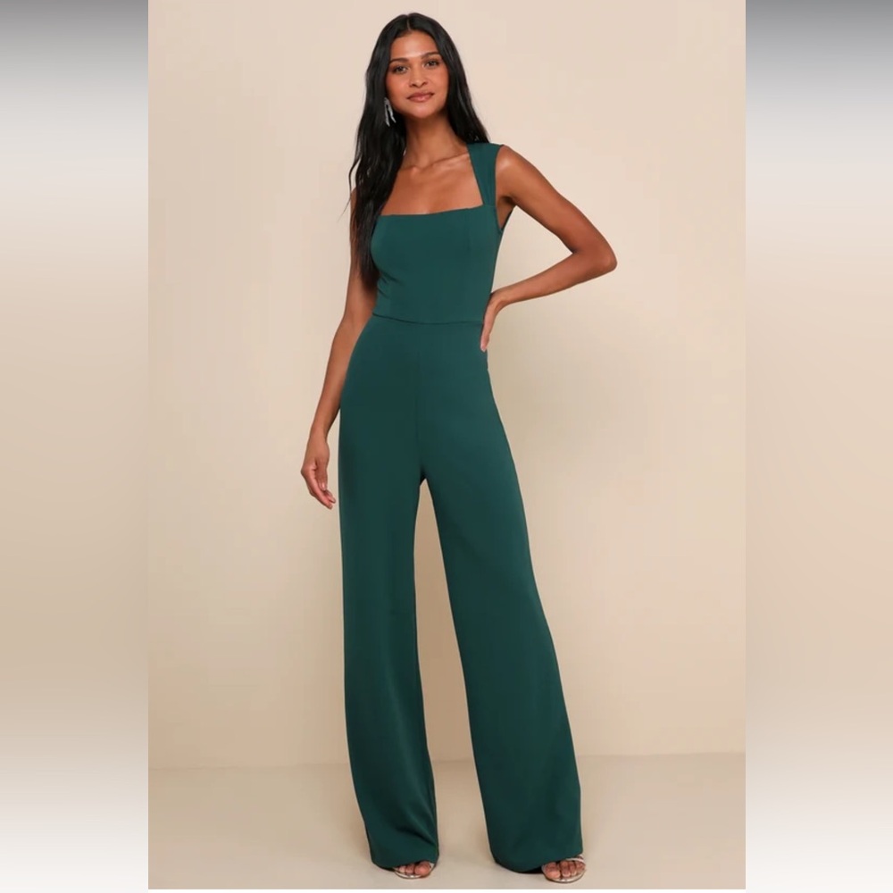 Lulu’s Enticing Endeavors Emerald Green Jumpsuit